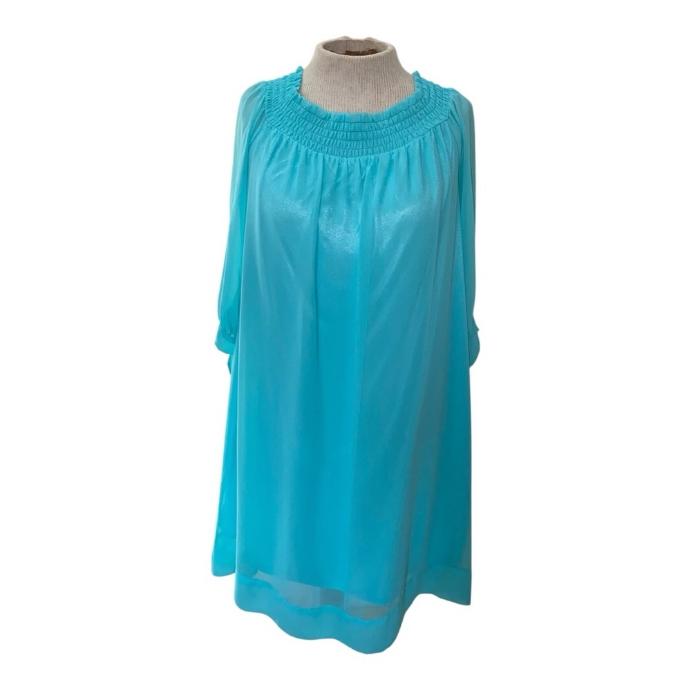 New York & Company Blue Smocked Midi Dress - Picture 11 of 14
